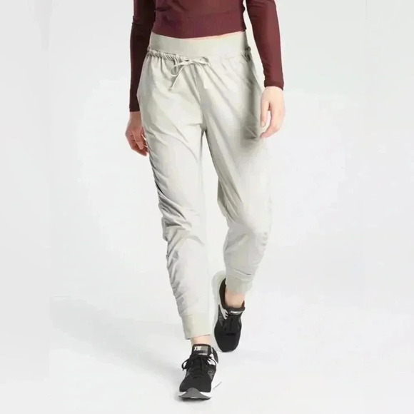 ATHLETA Attitude  Pants Womens 14 Beige Stretch Lightweight NO DRAWSTRING - Picture 1 of 6